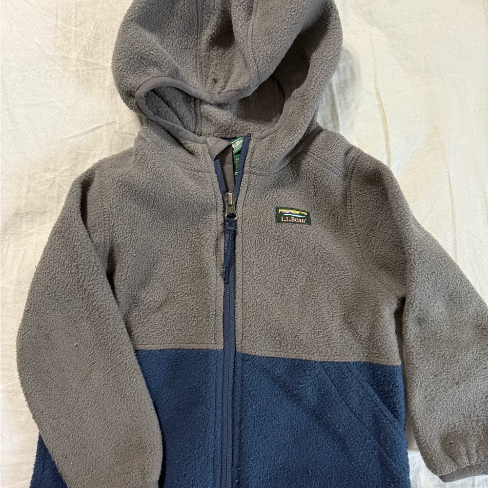 L.L. Bean Kids' Gray and Blue Fleece Hoodie